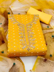 Ishin Floral Woven Design Zari Unstitched Dress Material