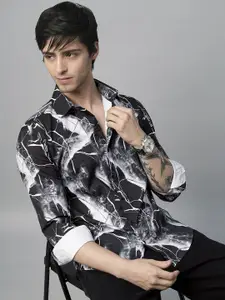 TRYBUY.IN Men Standard Spread Collar Abstract Printed Cotton Casual Shirt