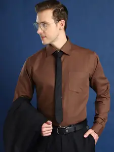 Hancock Men Standard Spread Collar Solid Cotton Slim Fit Formal Shirt