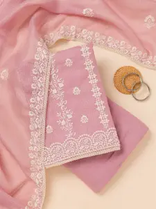 Koskii Floral Embroidered Thread Work Unstitched Dress Material