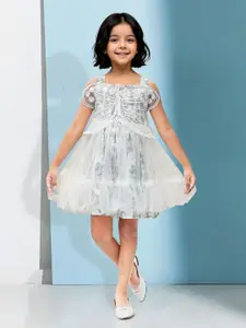 Toonyport Girls Floral Printed Fit & Flare Dress