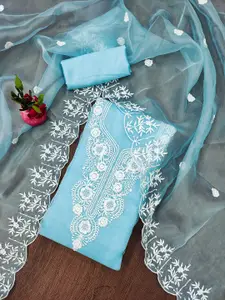 Ishin Ethnic Motifs Embroidered Organza Unstitched Dress Material