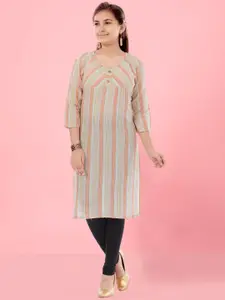 BAESD Girls Striped Round Neck Regular Cotton Straight Kurta