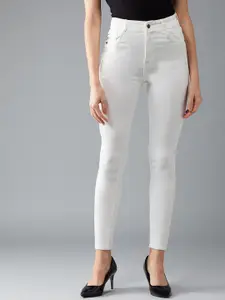DOLCE CRUDO Skinny High Rise Clean Look Bleached Regular Length Stretchable Denim Jeans