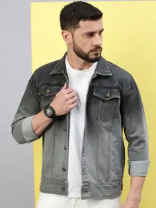 VOXATI Men Washed Denim Jacket