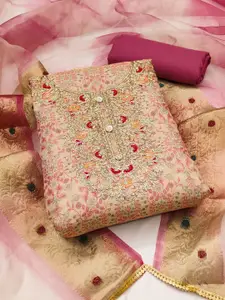 ASISA Floral Printed Beads and Stones Unstitched Dress Material