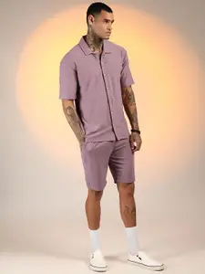 Campus Sutra Self Design Shirt with Shorts