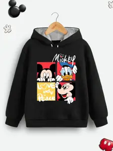 YK Disney Boys Mickey & Donald Graphic Printed Hooded Cotton Sweatshirt
