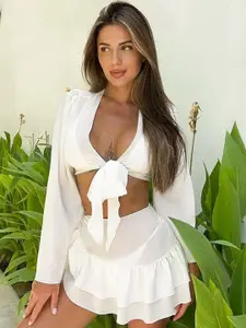 LULU & SKY Knot-Tie Crop Top With Skirt