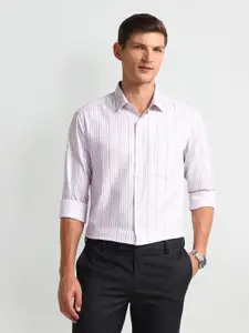 Arrow Men Modern Spread Collar Vertical Striped Cotton Slim Fit Formal Shirt