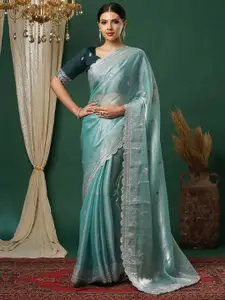 Satrani Embellished Sequinned Tissue Saree