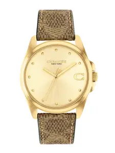 Coach Women Greyson Dial & Leather Textured Straps Analogue Watch 14504111