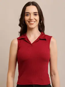 Raabta Fashion Women Solid Shirt Collar Top