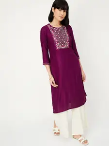 max Embroidered Thread Work Straight Kurta