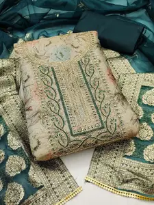 Ishin Ethnic Motifs Printed Beads and Stones Unstitched Dress Material