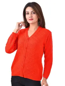 BAISA Women Self Design Cable Knit Cardigan Sweater