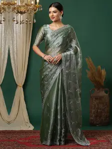 Satrani Embellished Sequinned Tissue Saree