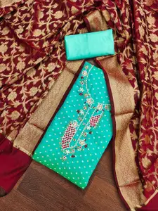 ASISA Floral Embroidered Beads and Stones Unstitched Dress Material