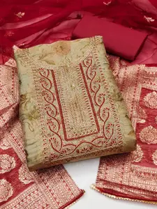 ASISA Floral Embroidered Beads and Stones Unstitched Dress Material