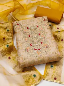 ASISA Floral Printed Zari Unstitched Dress Material