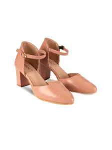 MOSAC Women Solid Pointed Toe Block Heel Mules