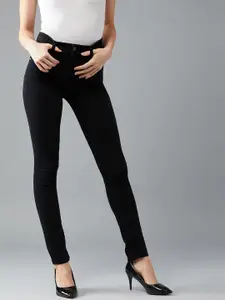 DOLCE CRUDO Slim Fit High Rise Acid Wash Regular Length Stretchable Denim Jeans