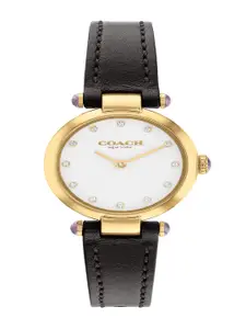 Coach Women Cary Embellished Dial & Leather Straps Analogue Watch 14504014