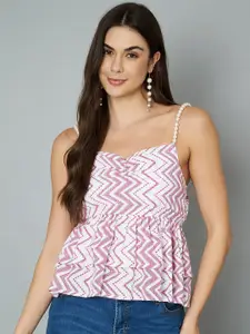 COTLAND FASHION Women Geometric Printed Sweetheart Neck Cotton Top