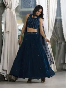 AKS Couture Embroidered Mirror Work Ready to Wear Lehenga & Blouse With Dupatta