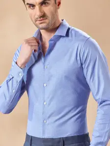 Aldeno Men India Spread Collar Textured Cotton Slim Fit Casual Shirt