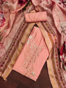 ASISA Floral Embroidered Beads and Stones Unstitched Dress Material