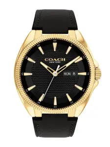Coach Men Jackson Patterned Dial & Leather Straps Analogue Watch 14602692