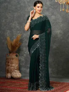 Satrani Embelished Beads and Stones Pure Georgette Saree