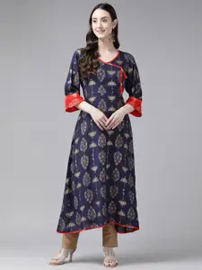 BAESD Ethnic Motifs Printed V-Neck Cotton A-Line Kurta
