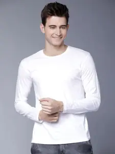 HIGHLANDER Men Solid Round Neck Cotton Slim Fit T-shirt