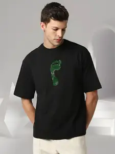 Elibolz Men Graphic Printed Round Neck Cotton Oversized T-shirt
