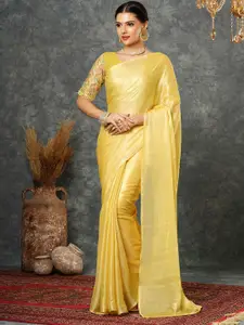 Satrani Solid Pure Georgette Saree With Blouse piece