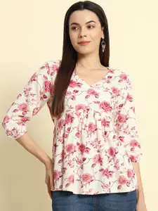 Sa Rasa Floral Printed Peplum Top