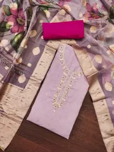 ASISA Floral Embroidered Beads and Stones Pure Cotton Unstitched Dress Material