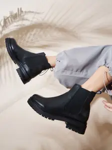 Peach Flores Women Leather Chelsea Boots