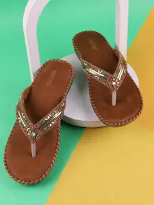 Metro Women Embellished Open Toe Flats