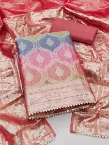 Ishin Ethnic Motifs Woven Design zari Organza Unstitched Dress Material