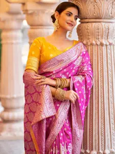 Satrani Ethnic Motif Zari Woven Pure Silk Kanjeevaram Saree