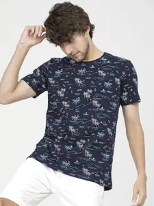 HIGHLANDER Men Conversational Printed Round Neck Cotton Slim Fit T-shirt