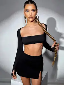 MIAKEE Euphoria Scoop Neck Crop Top with Mini Skirt