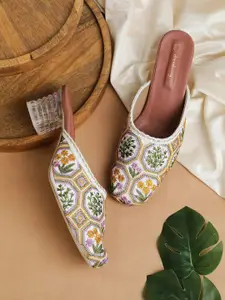 DressBerry Women Printed Round Toe Block Heel Mules