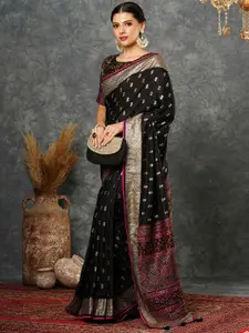 Satrani Ethnic Motifs Woven Design Zari Banarasi Saree