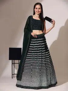 Fabcartz Embellished Sequinned Semi-Stitched Lehenga & Unstitched Blouse With Dupatta