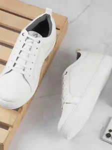 Metro Men Solid Round Toe Lace-Up Casual Shoes