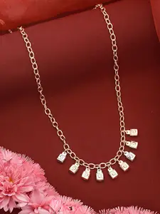 SARAF TRENDZ Gold-Plated Lock Pendant Statement Link Chain Necklace